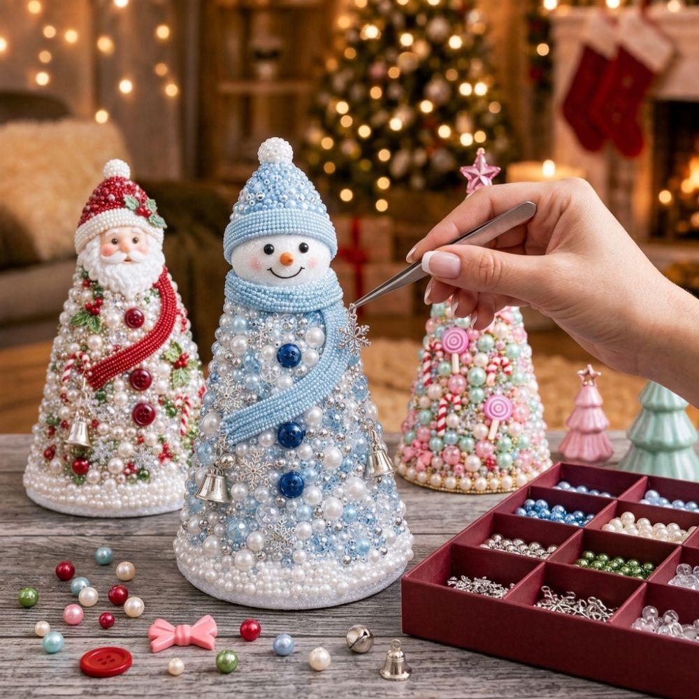 Colorful Beads Christmas Beading Craft Kit Educational Beaded Tabletop Xmas Tree  Home Hand-make