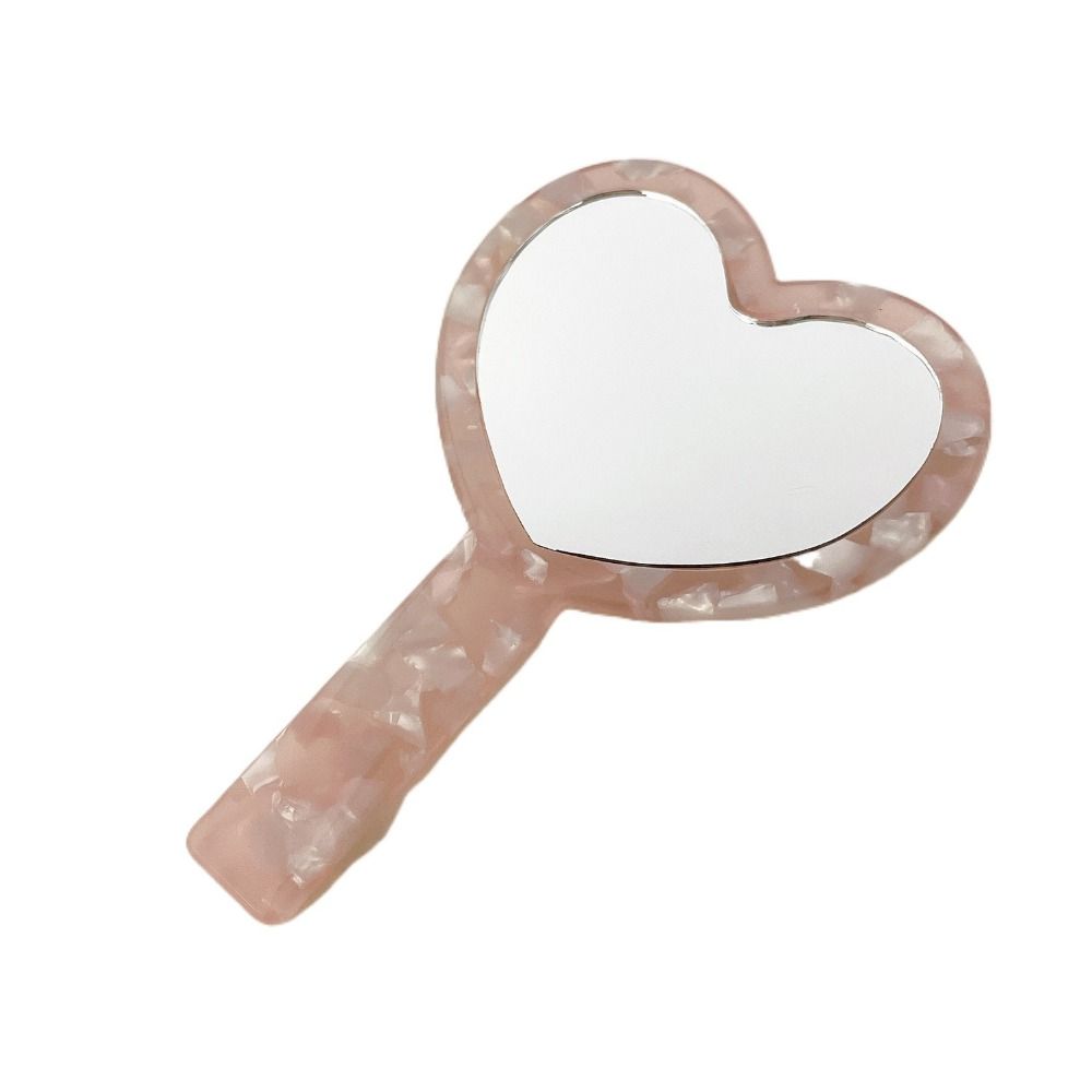 Heart Shape Handheld Mirror Acetic Acid Texture Dressing Mirror Creative Small Makeup Mirror  Woman