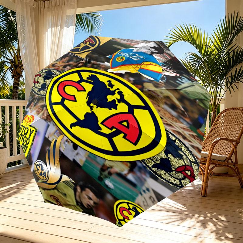 Club America Print Automatic Open Close Umbrella, Portable Foldable Umbrella, for Outdoor Commute Camping Trip, Ideal Birthday Gift