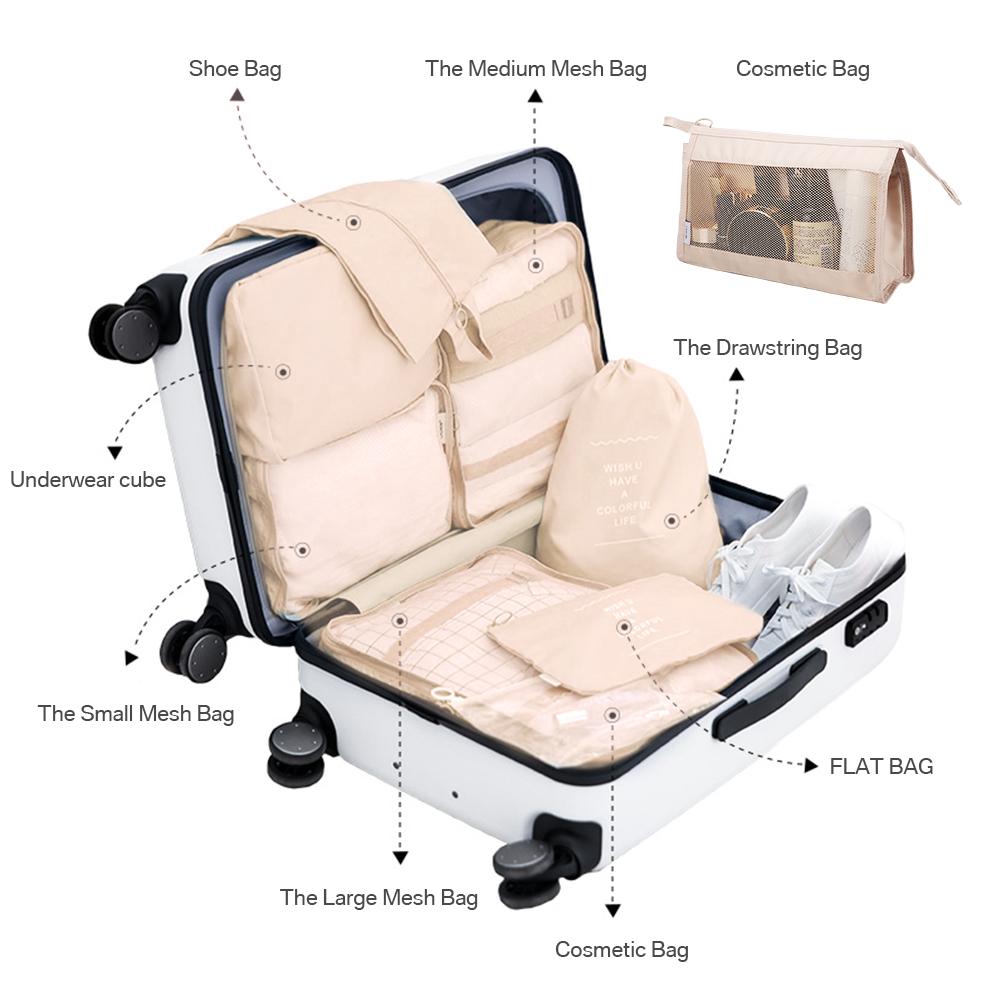 8/7/6 Pieces Set Travel Organizer Storage Bags Suitcase Packing Cubes Set Cases Portable Folding Luggage Clothes Shoe Tidy Pouch