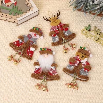 4er Set Weihnachtsdekorationen: Weihnachtsmann, Schneemann, Rentier und Glockenbaum-Anhänger Perfekt für Weihnachtsgeschenke