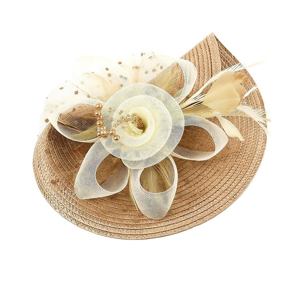 Fashion Mesh Ribbons Fascinator Caps Flower Feather Elegant Hair Drop Fascinator Hat Headwear Bridal Wedding