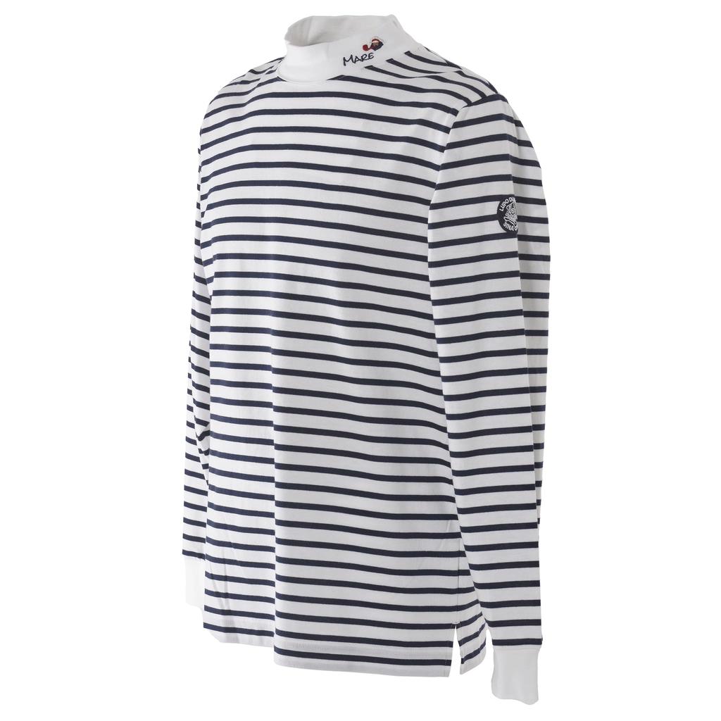 Sinacova Long Sleeve Cotton High Captain America Embroidered Anchor Size L X 24220030 Men's T-Shirt, 100% Jersey, Neck, Striped, Patch, (White Navy),