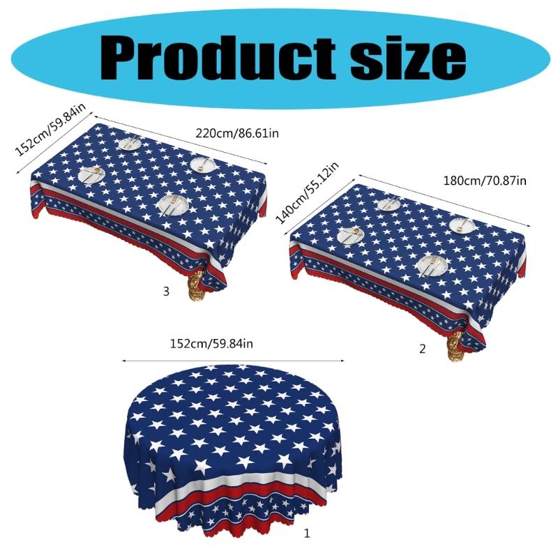 Stars And Stripe Holiday Table Cover Waterproofs Polyester Dining Tablecloth For Holiday Parties Picnics