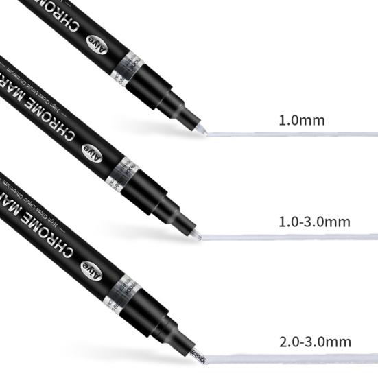 3Pcs Mirror Chrome Marker Pen Golden Silver Color Bronze Waterproof Model Painting Marking DIY Art Projects Permanent Metallic Liquid