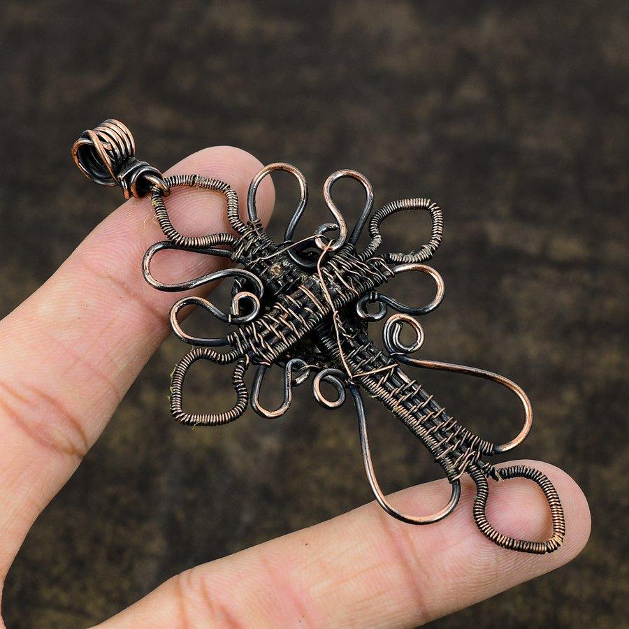 Natural Labradorite Gemstone Handmade Copper Wire Wrap Pendant 3.70" P7P57