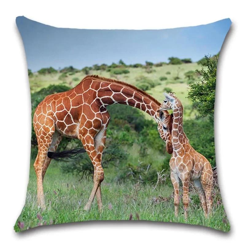 Cushion Cover for Home Decoration, Animal, Giraffe, Big Cat, Zebra, for Sofa, Chair, Car Seat, Friend, Bedroom, Gift