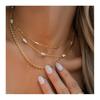 Ladies 18K Gold Plated Stainless Steel Chain Choker Necklace Sets Minimalist Jewelry Pearl Bead Layered Necklaces for Women