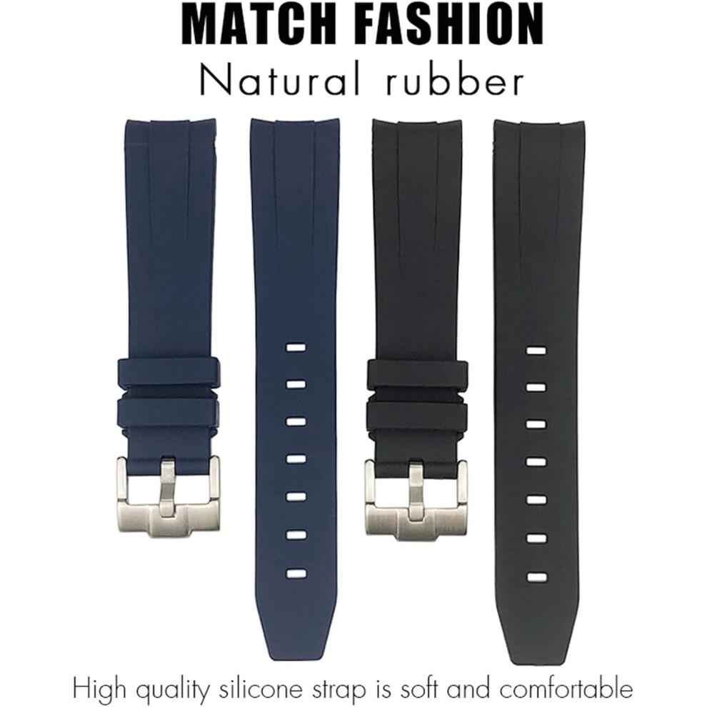 Silicone strap for Rolex Submariner Hulk GMT Milgauss Yacht Master Deepsea, 19mm, 20mm, 21mm, 22mm, Black, 21mm Rose Buckle