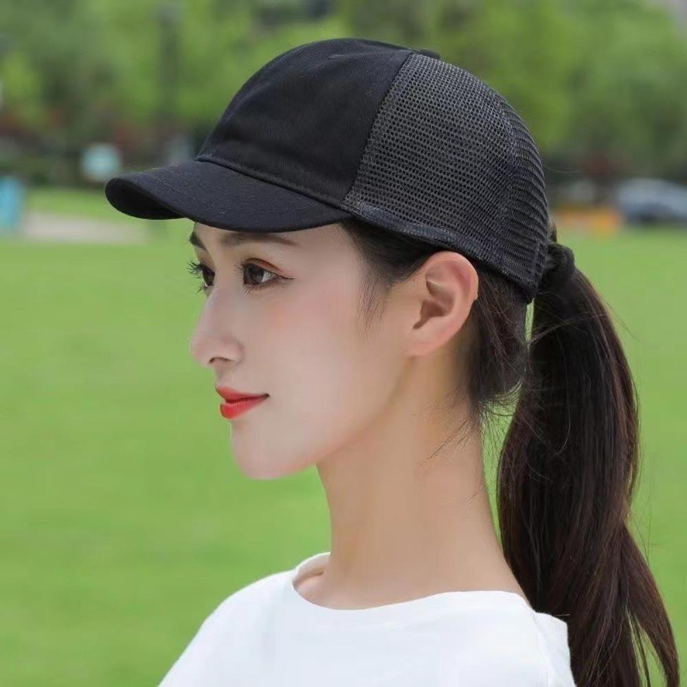Trendy Short Brim Baseball Cap Breathable Sunscreen Hat Casual Mesh Peaked Cap  Unisex