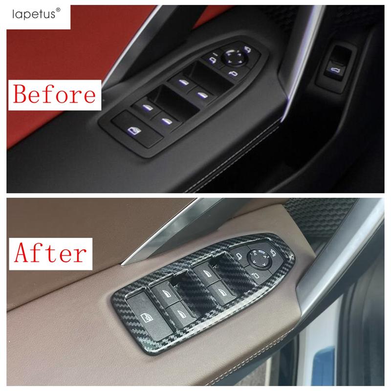 Inner Window Glass Lift Switch Button Panel Cover Trim For BMW X1 iX1 U11 X2 iX2 U10  2024 2025 ABS Carbon Fiber Accessories