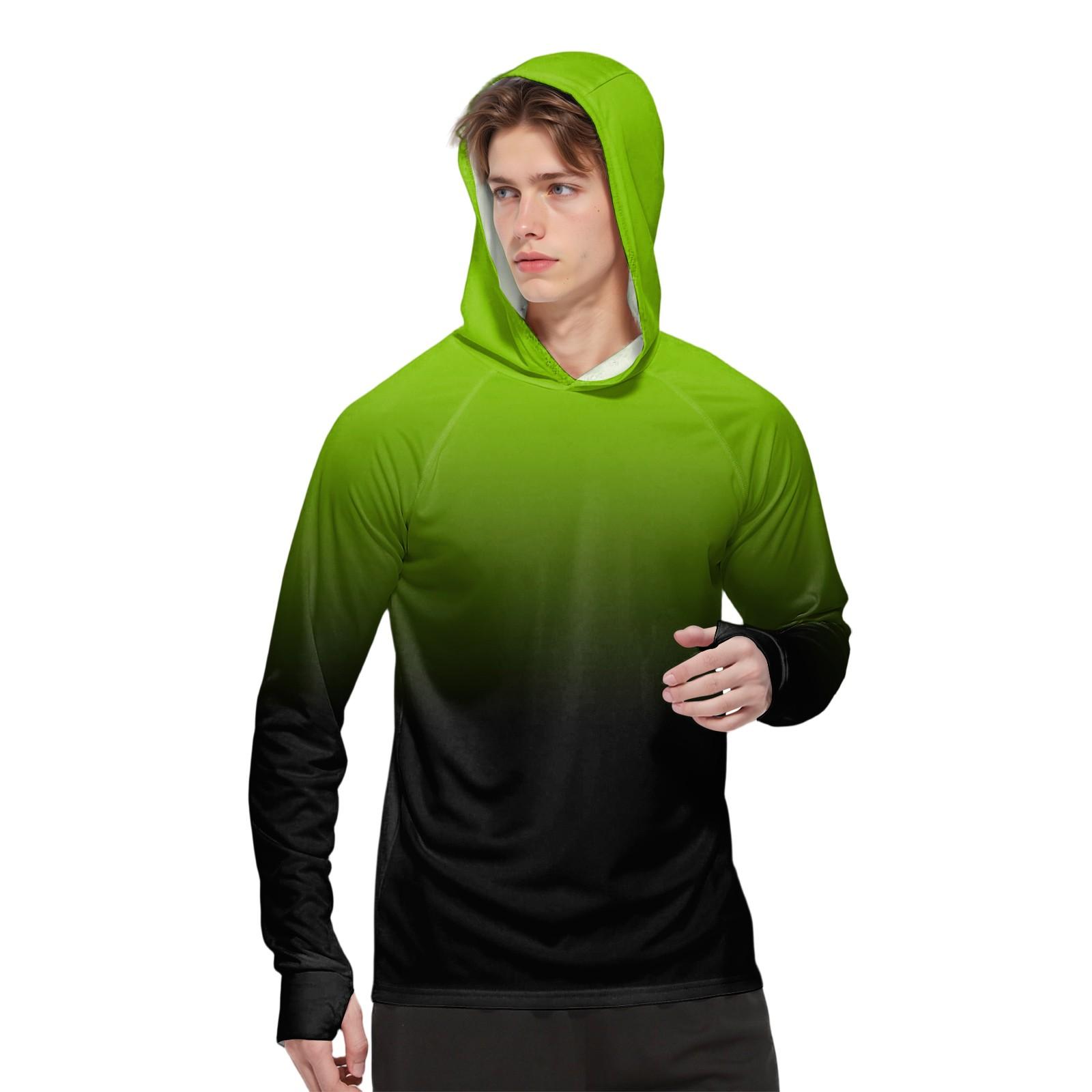 

Мужская модная рубашка с длинным рукавом с принтом и капюшоном SPF/UV M зелёный