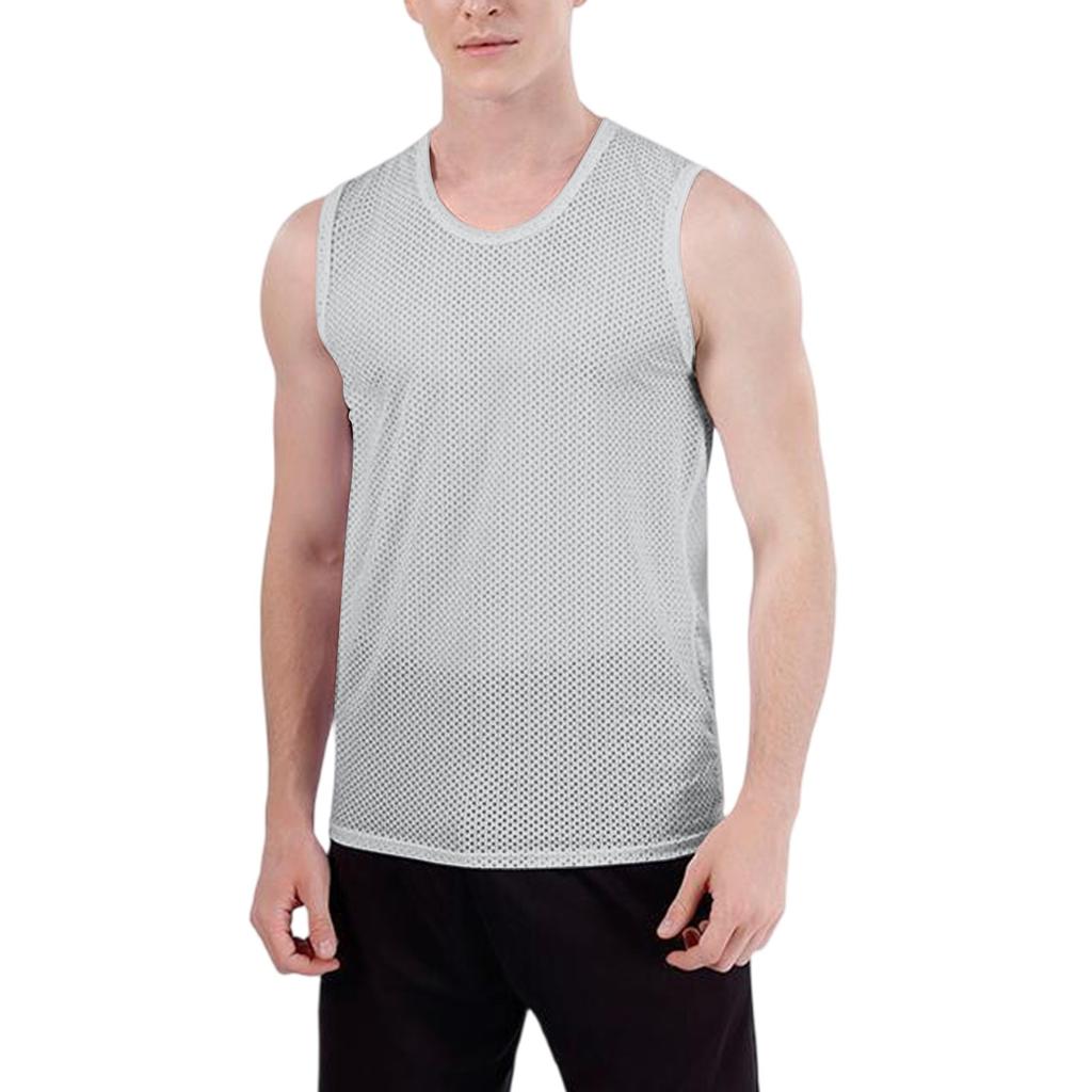 Men's Mesh Sports Underwear With Solid Color Undershirt Ice Silk Vest