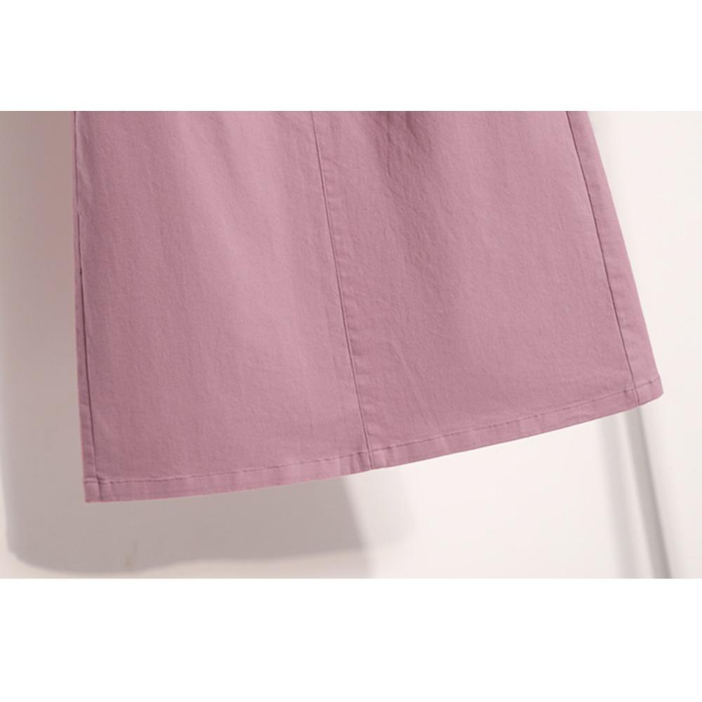 Dimanaf Fuste de damă de bumbac elastic, talie înaltă, stil A-line, vrac, Vintage, Plus Size, 2025