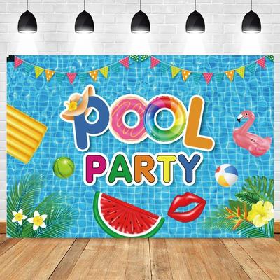 Summer Pool Party Photography Backdrop Swimming Ring Beach Summer Party Baby Kids Adult Birthday Party Holiday Photo Background