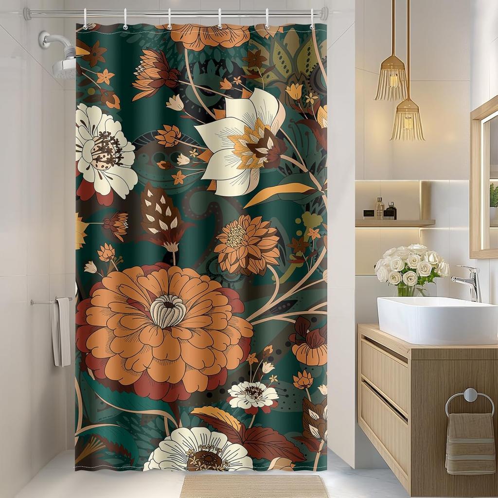 Mandala Indian Bohemian Colorful Flowers Bath Shower Curtain Set with 12 Hooks for Adults Kids Bathroom Decor Accessories