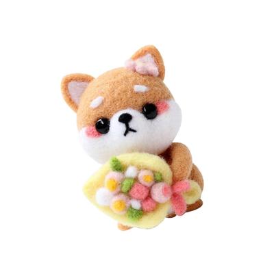 ERINGOGO Vlna na plstenie Shiba Inu Plyšová hračka DIY Súprava na plstenie vlnou s farebnými ručne vyrábanými remeselnými súpravami, Súprava, Vlna pre začiatočníkov,