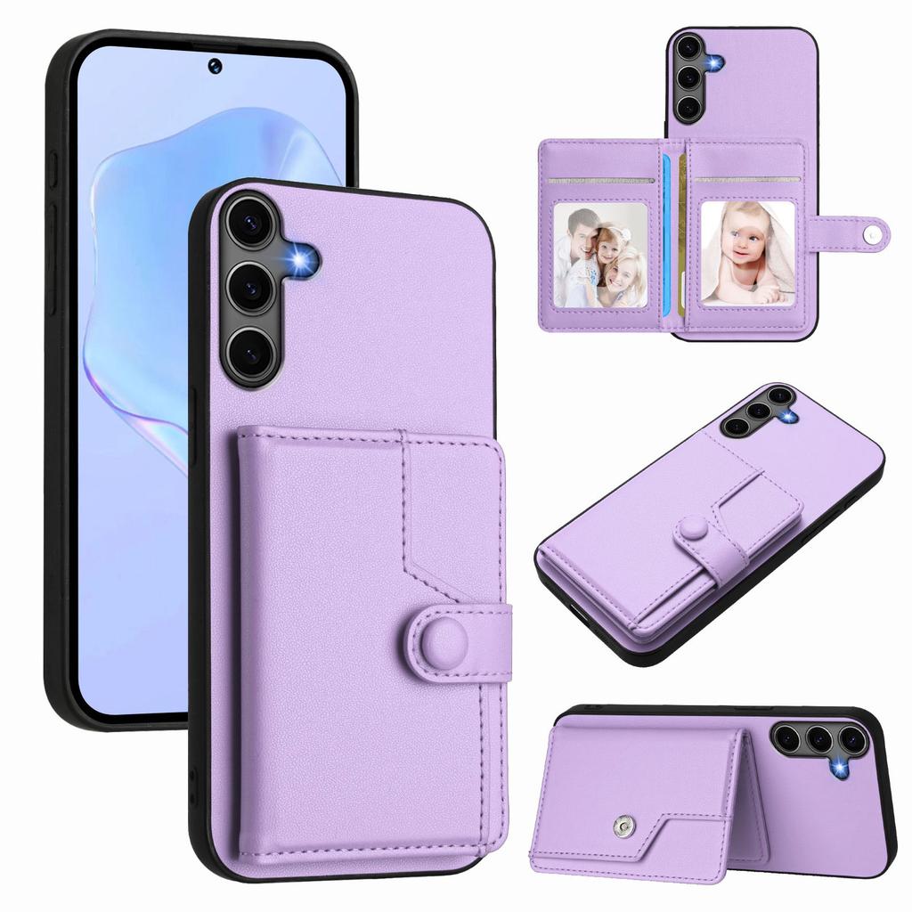 For Samsung Galaxy S25+ Case RFID Blocking Card Holder Kickstand TPU + PU Leather Phone Back Cover