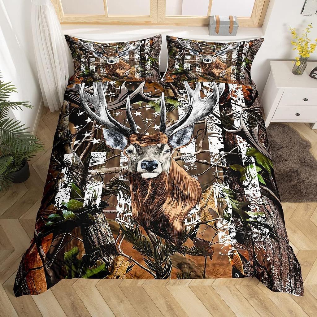 Forest Deer Duvet Set 3D Animal Digital Printing Bedding Set Bedroom Room Decoration
