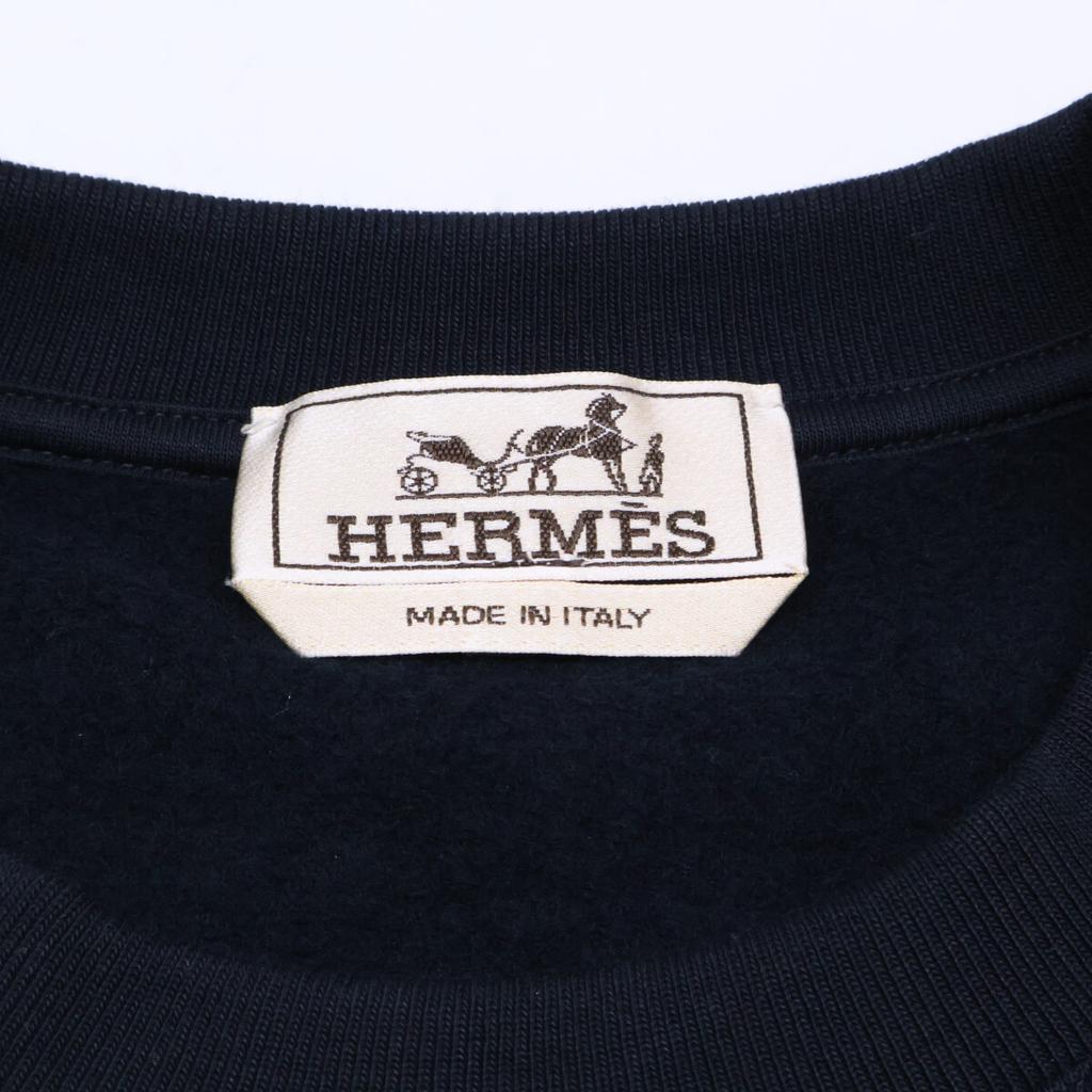 Hermes [Domestically Authorized] H567760HA Ex-Libris Crew Neck Fleece-Lined Sweatshirt/ Tops M NavyUsed