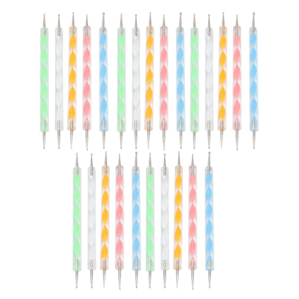 25pcs Nail Art Dotting Pens Acrylic Screw Rod Round Head Nail Art Double Ended Dotting Pen