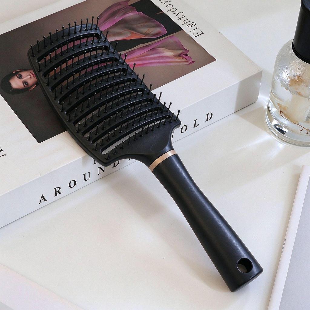 Curved Massage Comb with Fluffy Rollers for Long Hair