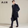Antonio Men's 100% Wool Business Casual Long Overcoat