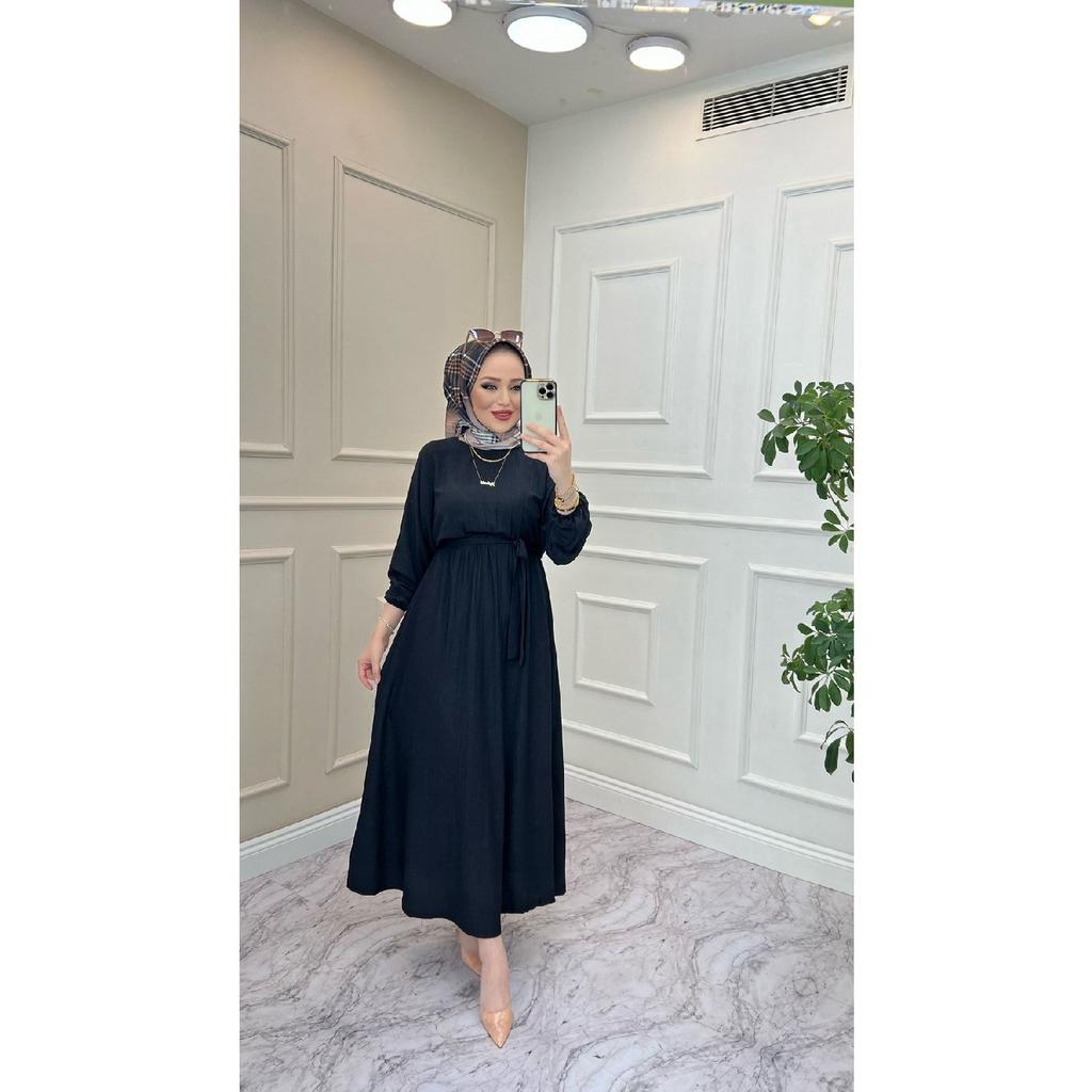 Rochie de damă cu mânecă liliac cu elastic în talie