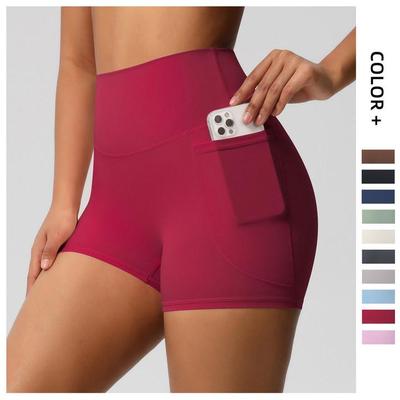 Cross-Border Women's High-Waisted Yoga Shorts with Pockets