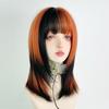 Synthetic Short Straight Hair Black Dirty Orange Bangs Highlight Dyed Wigs Lolita Cosplay Hair Wig For Women Y2K Daily Color Pun