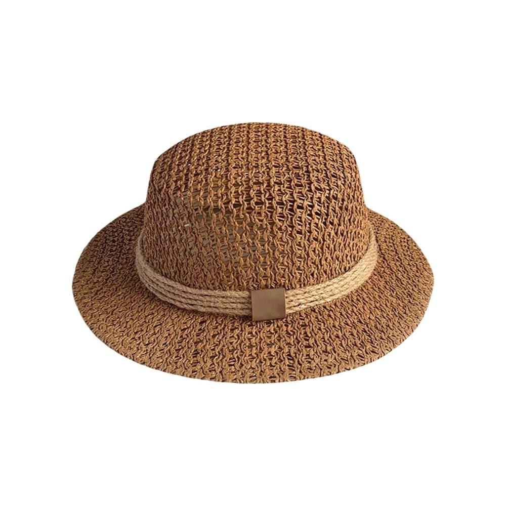 

Sun Protection Straw Boater Hat Breathable Mesh Flat Top Beach Hat Outdoor Wedding Guest хаки