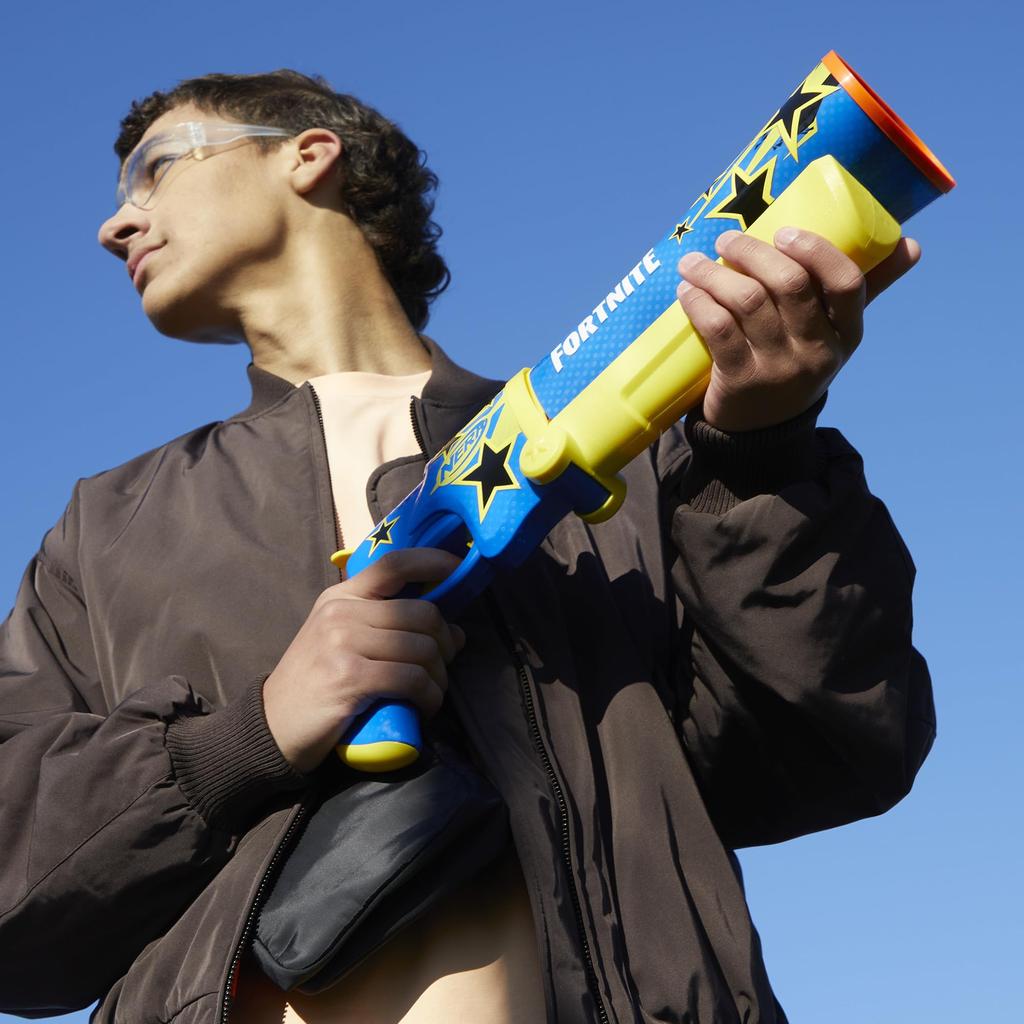 Nerf Fortnite Half Tone Hero Blaster with 12 Darts and Exclusive Virtual Item Code, Ages 8+, Fortnite Gift (F8947), Authentic Christmas Toy,