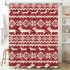 Red and White Christmas Pattern Dachshund Shower Curtain Set Festive Bath Decor with Snowflakes for Home Decoration in Bathrooms