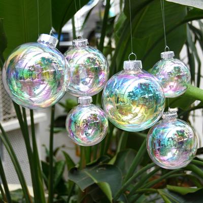 30 Pcs Iridescent Ball Ornaments Clear Christmas Balls Plastic Hanging Bubble Balls for