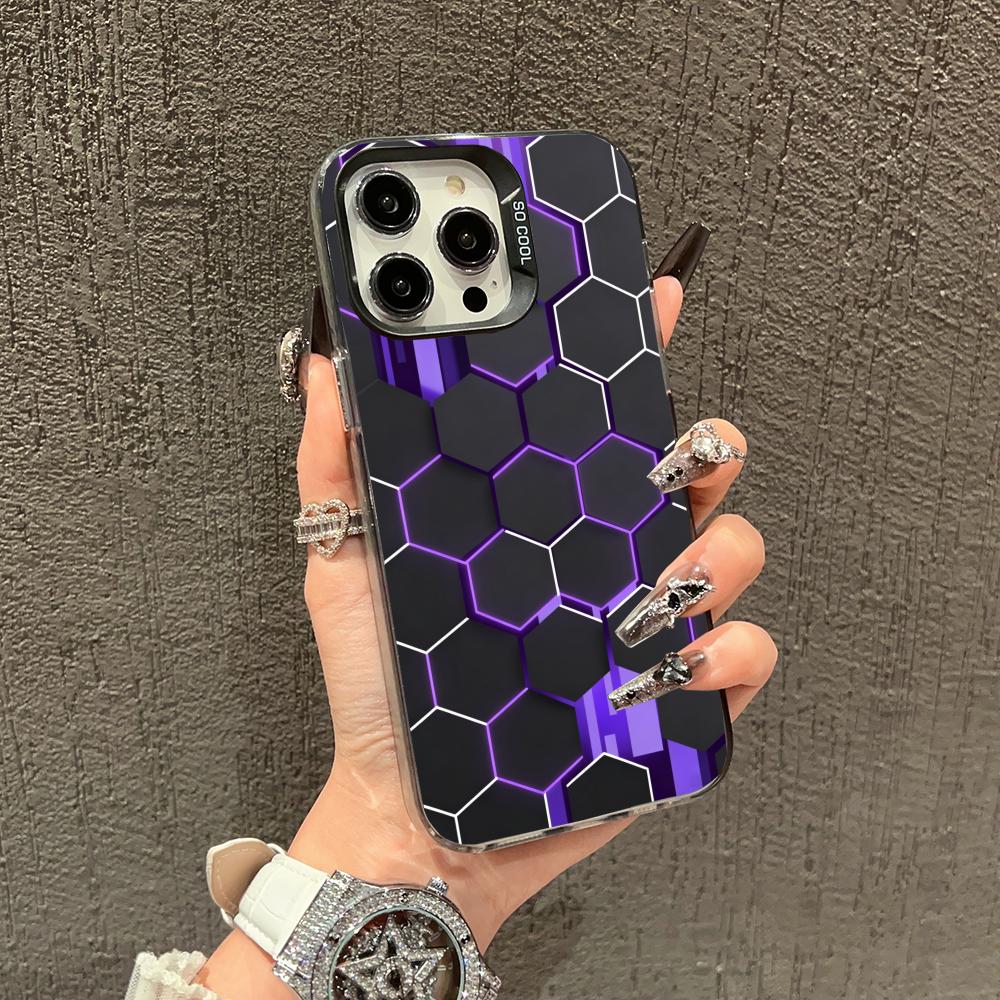 Honeycomb pattern phone case suitable for iPhone 17 16 15 14 13 12 11 Pro/Max/Plus anti drop and shockproof back cover