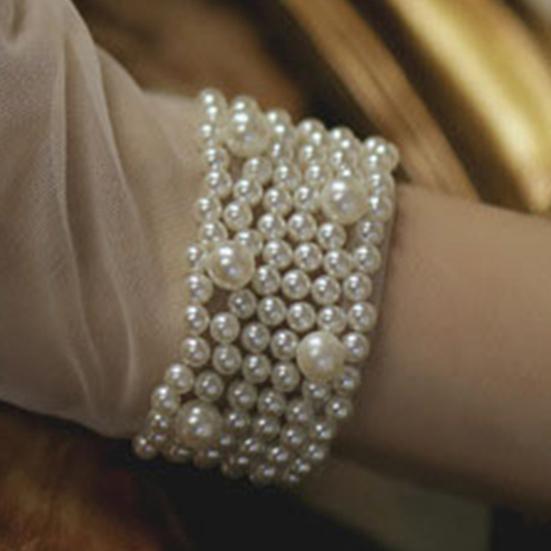 Satin Bride Gloves Short Tulle Wedding Gloves Sheer Wrist Gloves with Bow Faux Pearls for Prom Evening Opera Tea Party