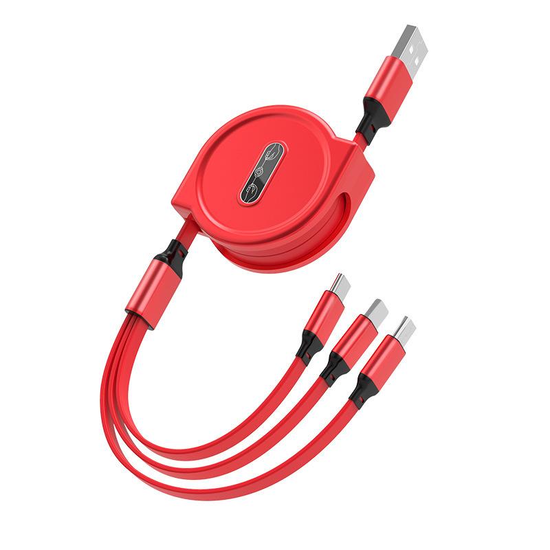 3 In 1 Charging Cable Retractable USB Charge 3A Fast Charging For Apple XiaoMi HuaWei Samsung Iphone Portable Charging Cable Micro Type-C