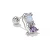 One Piece Zirconia Flowers Princess Geometry Piercing Screw Stud Earrings for Women Girls Fashion Jewelry In Summer