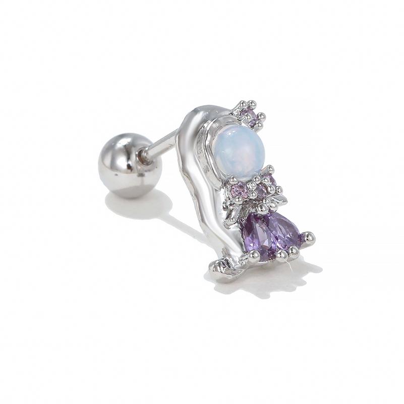 One Piece Zirconia Flowers Princess Geometry Piercing Screw Stud Earrings for Women Girls Fashion Jewelry In Summer