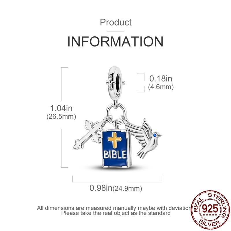 New Product 100% Copper Bible Cross Dove Pendant Fit Pan Bracelet Diy Charm For Women Jewelry Fashion Gift