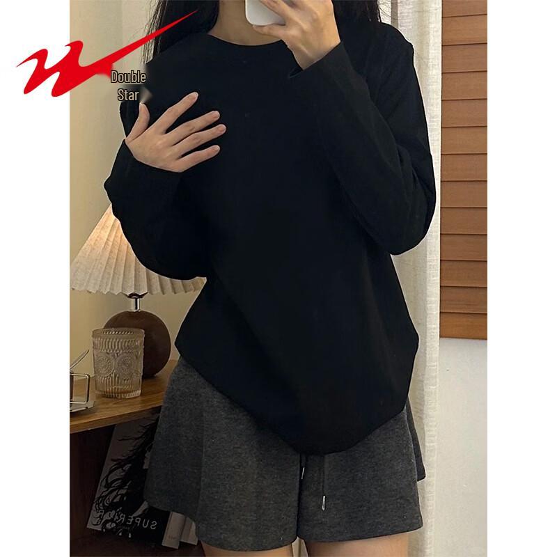 Shuangxing Women's Solid Long Sleeve Cotton T-Shirt