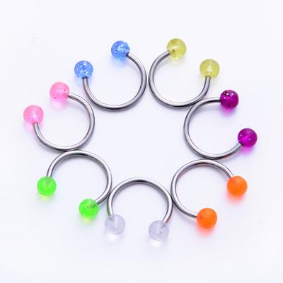 Gioielli da foratura popolari europei e americani, compresse flash, anello nasale, anello al seno, orecchini a forma di C in acrilico, anelli per ombelico
