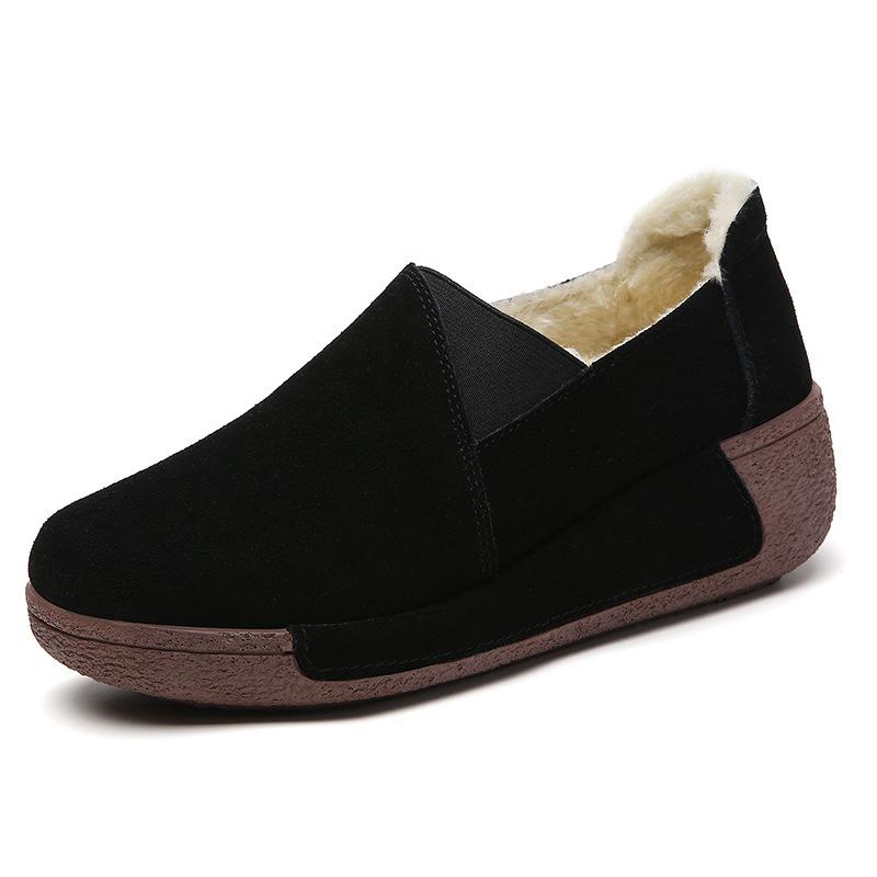 Elegant Mother Shoes Fashion Women Platform Shoes Genuine Leather Walking Loafers 5cm High Wedge Heels Shoes