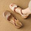 Retro-Stil Dicker Absatz Echtes Leder Zweifarbig Offene Zehenpartie Sandalen Damen Sommer Lässig Strand Schuhe Leicht Anzuziehen Römischer Stil