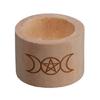 Wood Candle Holder with Pentacle Pattern for Board Game Enthusiasts Wood Tarot Themed Candle Stand for Tarot Enthusiasts