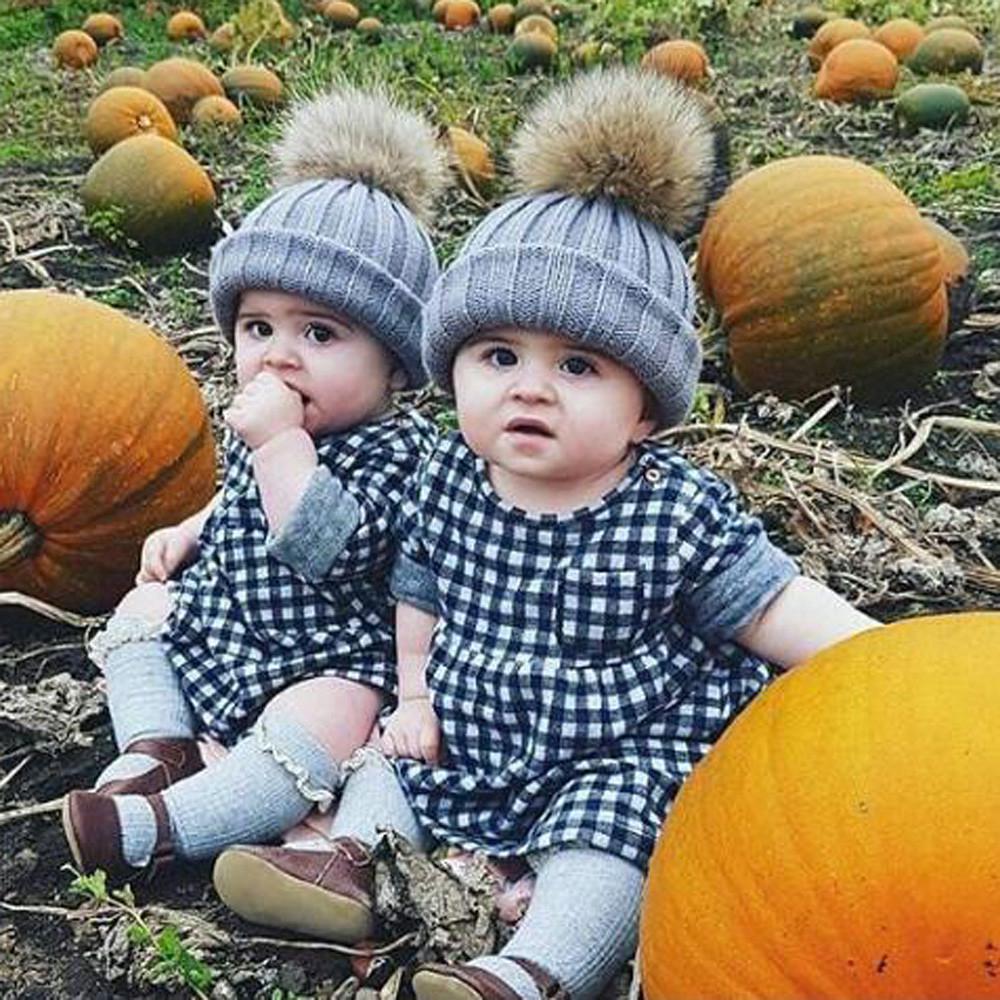 Newborn Cute Winter Kids Baby Hats Knitted Wool Hemming Hat