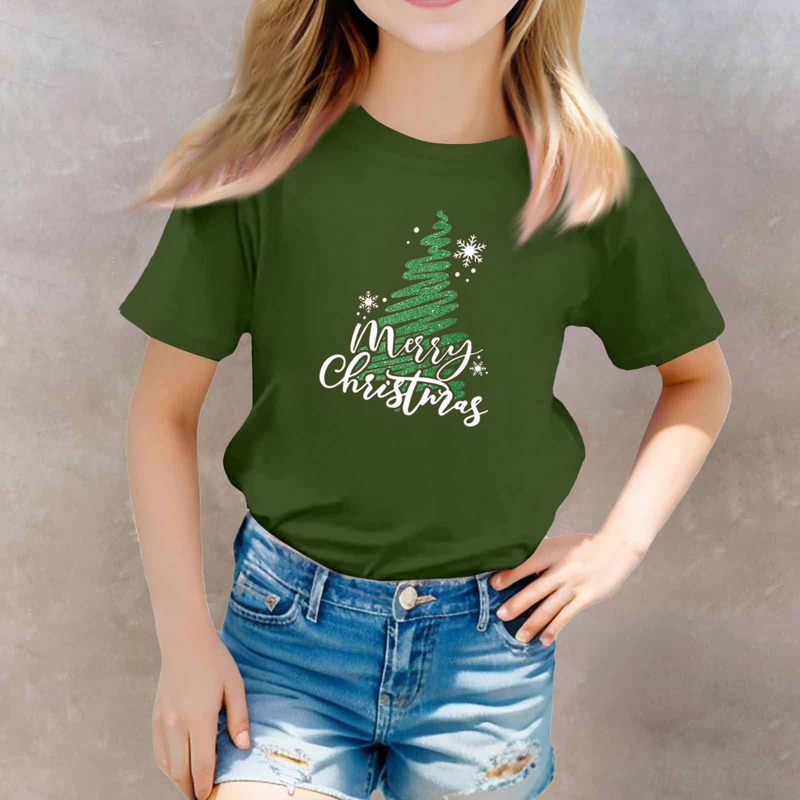 

Рождественские футболки для малышей, для девочек и мальчиков, детские топы, футболки с принтом с коротким рукавом для мальчиков и девочек 100