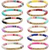 12pcs Friendship Bracelets Beaded Bracelets Heishi Bracelet Cute Bracelets Stack Vinyl Clay Disc Bead Surfer Stretch Summer Beach Bracelets For Women