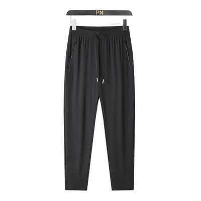 Summer Ice Silk Men's Breathable Casual Pants Men's Thin, Quick Drying, High Elasticity Straight Leg Pants Plus Large Sports Pants