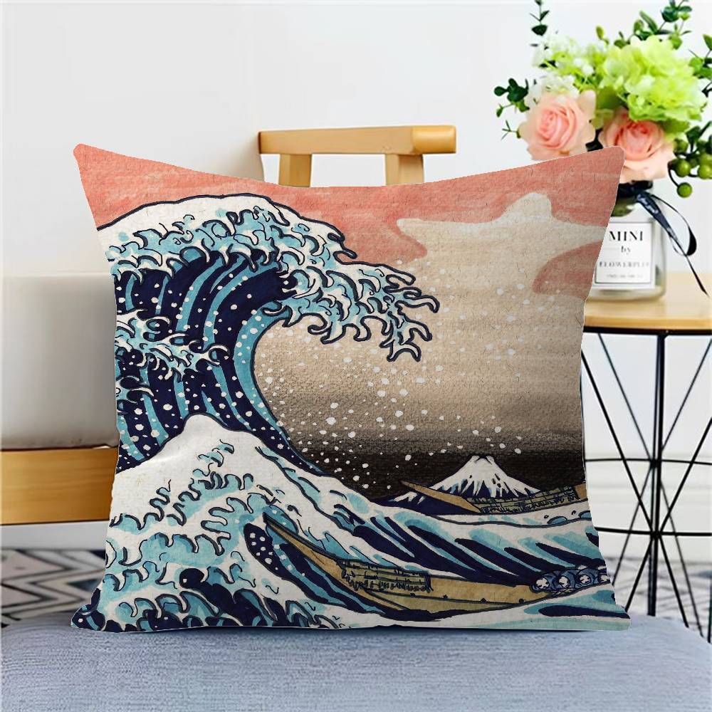The Great Wave Off Kanagawa Pillow Cover For Bedroom Room And Living Room Sofa Decorative Cushion Cover